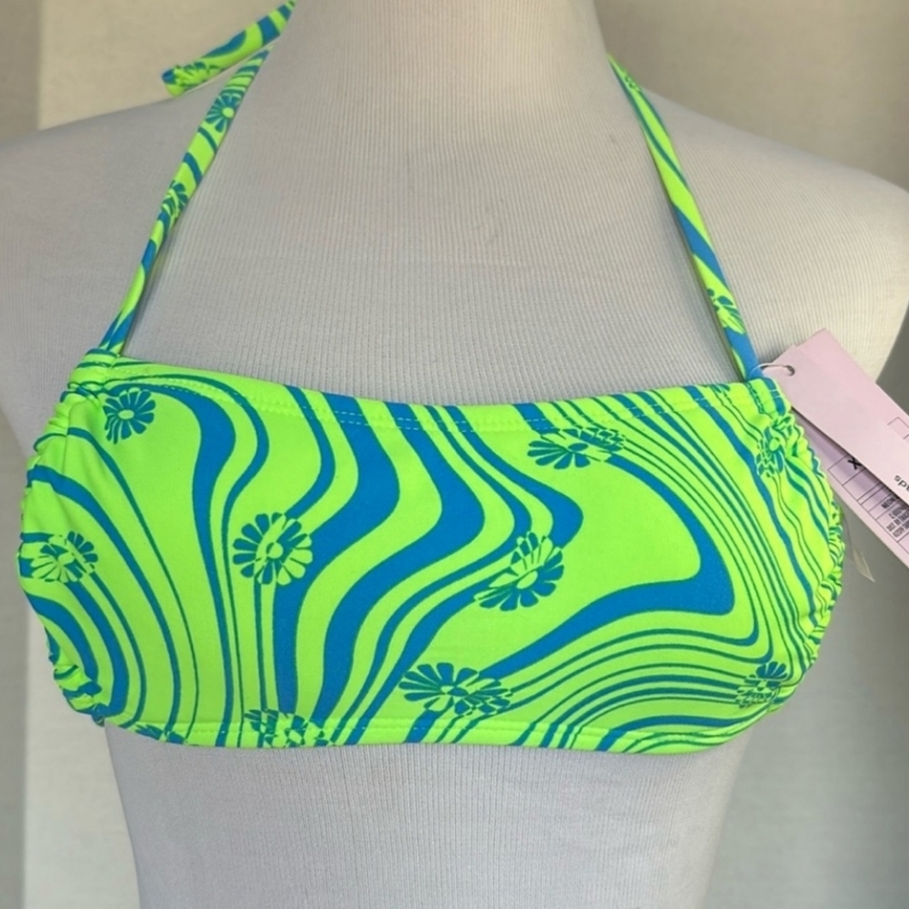 Wild Fable 2-Piece Bikini Bralette Set, Size XXS (00), Green/Blue NWT